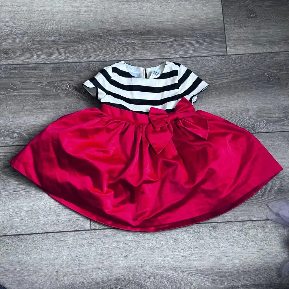 Gymboree Girls Olivia the pig Dress Striped Red Satin Formal Holiday